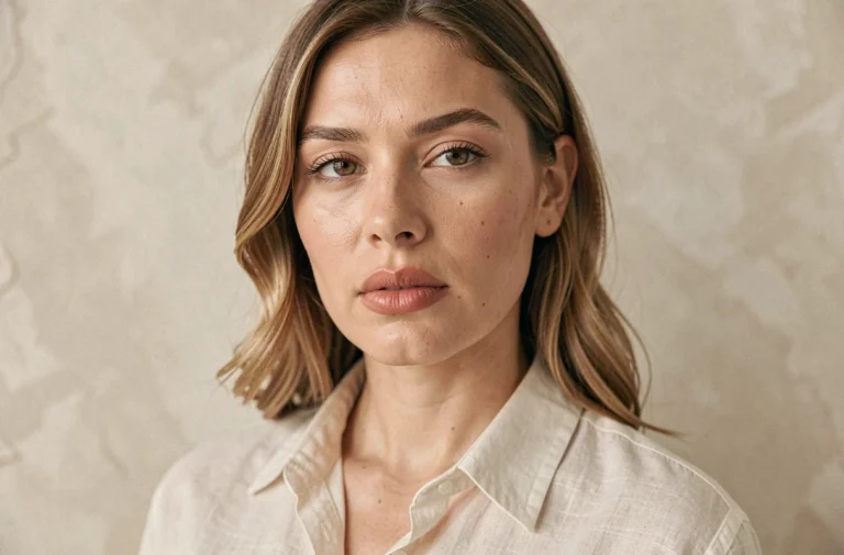 Portrait en gros plan d'une femme aux lèvres naturellement pleines révélant les traits de caractère selon la morphologie des lèvres
